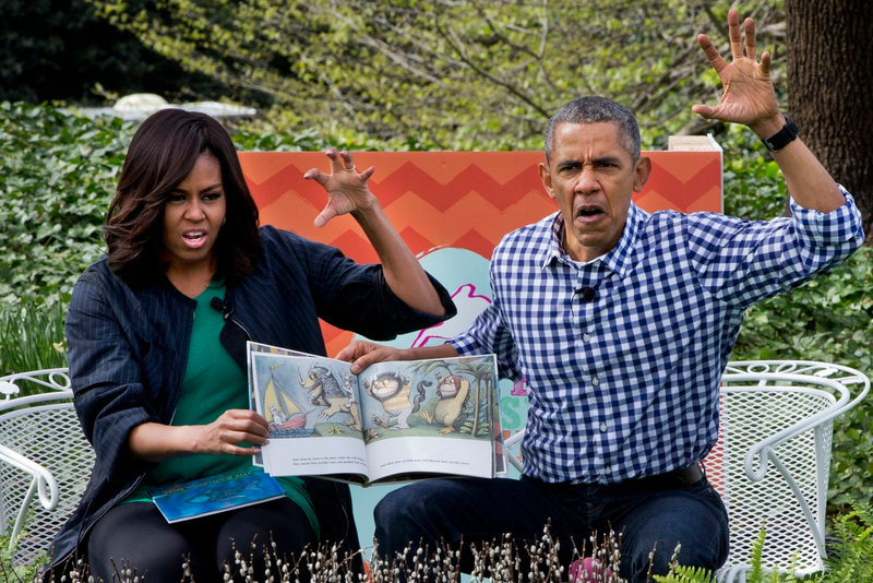 Michelle and Barack Obama reading a story at the White House during the Easter Egg Roll in April 2016 (AP Photo/Jacquelyn Martin)